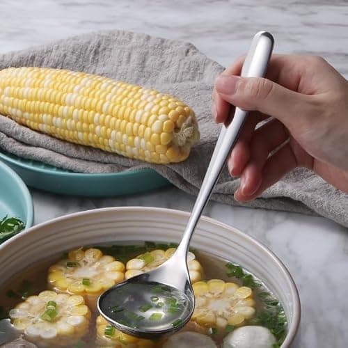 IMEEA 8-Inch Small Ladles for Serving Sauce SUS304 Stainless Steel Gravy Ladle Soup Spoon, Set of 4 thumbnail 2