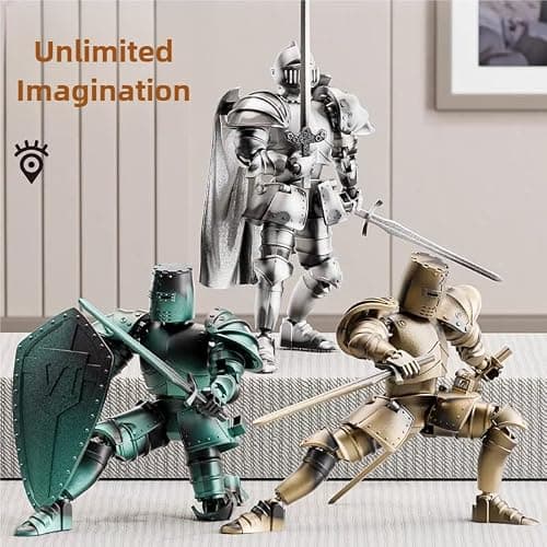 Osmanthus bloom Medieval Action Figures,Knight Armor Action Figure,Multi-Jointed Movable Robot Mannequin T13,Dummy 13 Action Figure(Assembly Required) (A-Golden) thumbnail 8