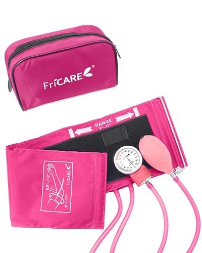 FriCARE Manual Blood Pressure Cuff for Nursing Students, FSA/HSA Eligible, Aneroid Sphygmomanometer for BP Monitoring, Home & Medical School Essentials with Carrying Case, Universal Adult Size, Pink thumbnail 8