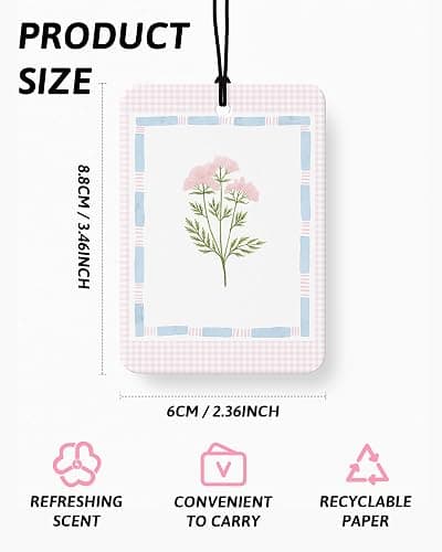 DVFDBHSV Girly Floral Car Air Freshener 4 Pcs Coconut Scented, Preppy Pink and Blue Flower Car Accessories Mirror Decor for Women, Cute Aesthetic Hanging Air Freshener for Cars Closet Drawer Books thumbnail 2