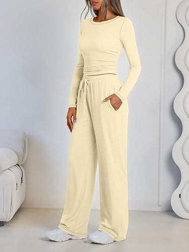 LILLUSORY 2 Piece Lounge Sets for Women 2026 Fall Fashion Outfits Sweat Set | Airport Travel Outfits, Athleisure Workout Set SweatSuits, Winter Fall Clothes, Two Piece Activewear Matching Loungewear Set thumbnail 3