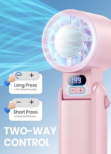 Deyhoc Portable Handheld Turbo Fan, 1-199 Speed Adjustable, Pink thumbnail 4