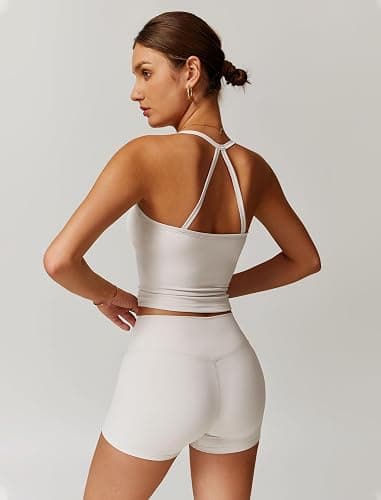 QBGJTD Two Piece Workout Sets For Women Tank Top Matching High Waist Booty Lifting Shorts Gym Yoga Active Wear Outfits thumbnail 3