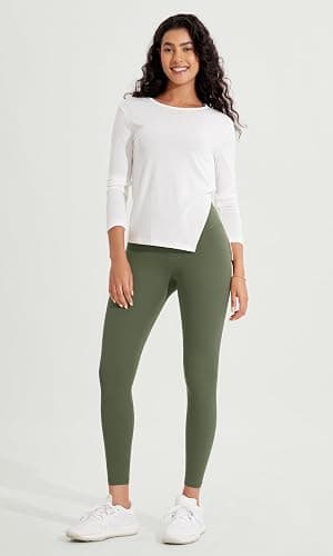 ODODOS Women's Crossover Leggings with Back Pocket, 23" / 25" / 28" Buttery Soft V High Wasit Lounge Yoga Pants thumbnail 4