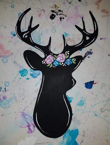 Deer Cutout Unfinished Wood Animal Holiday Seasonal Nursery Door Hanger MDF Shape Canvas Style 2 (12") thumbnail 2