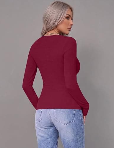 Zeagoo Women Long Sleeve Shirts Ribbed Tops Crewneck Basic Tee | Stretchy Ribbed Tops Ideal for Business Casual,Daily Wear, Going Out & Work, Perfect for Summer and Fall Outfits thumbnail 6