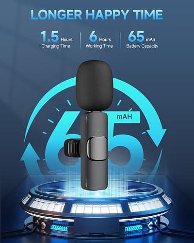 Caiord Professional Wireless Mini Microphone for iPhone, iPad, Android Phone, Cordless Omnidirectional Lavalier Lapel Mic, Plug-Play Microphone for Interview Video Podcast Vlog YouTube thumbnail 6