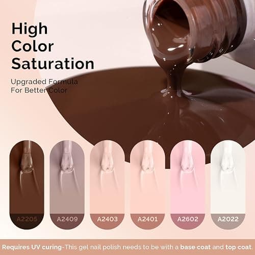 MelodySusie Nude Brown Gel Nail Polish Set - 6 Colors Milky Beige Neutral Pink Soak Off UV LED Gel Polish Gift for Women Nail Art Manicure Salon DIY Nail Design Decoration at Home thumbnail 4