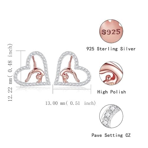 Gymnastics Stud Earrings - 925 Sterling Silver Gymnastic Earring Gymnast Jewelry Gifts for Women thumbnail 6
