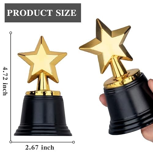 24 Pack Mini Star Trophy Awards Bulk (4.5 Inch), Plastic Gold Star Trophies For Halloween Party Favors, Goodie Bags, Kid Classroom School Reward, Sports Tournament Winning Prize, Hollywood Event Props thumbnail 2