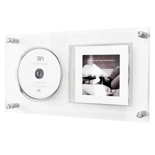WEIMINLI Acrylic CD Frame Display Case for Disc and Insert, Clear | Acrylic CD display frame holds one disc and insert; signed CD display for wall or tabletop use, clear finish. - Image 1