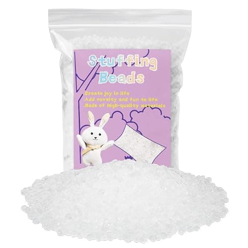 FTEVEN 150g/5.29oz Weighted Stuffing Beads, Poly Pellets Weighted Beads | Premium Plastic Weight Stuffed Beads, Weighted Stuffing Bead with Black Eyes for Stuffed Animals, Bean Bags DIY Crafts - Image 1