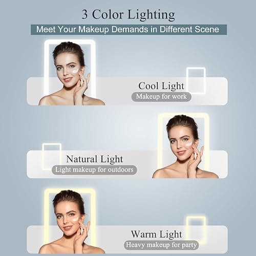 FUNTOUCH Rechargeable Travel Makeup Mirror with 72 Led Lights, Portable Lighted Beauty Mirror, 3 Color Lighting, Dimmable Touch Screen, Tabletop LED Folding Cosmetic Vanity Mirror thumbnail 3