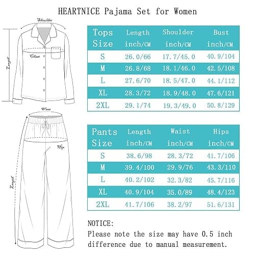 HEARTNICE Womens Pajama Set, Soft Long Sleeve Pajamas & Long Pants with Pockets, Warm Button-up Sleepwear Lounge Pjs thumbnail 6