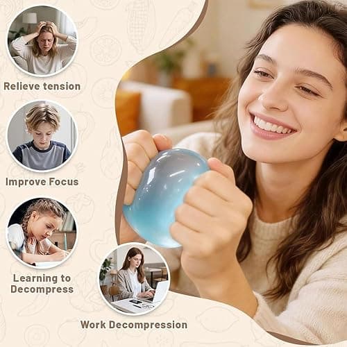 Coconut Oil Squeeze Toys, 2026 New Handmade Malt Sugar Balls Filled Stress Relief Squishy Soft Non-Sticky Sensory Fidget Toy for Adults Relaxation and Focus (Pink) thumbnail 5