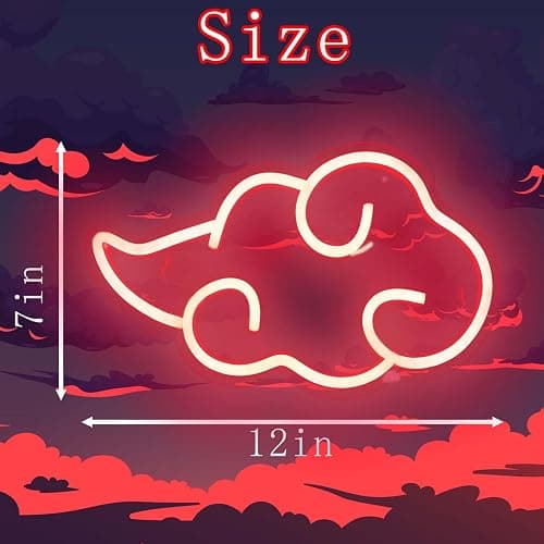 Dleouly Anime Neon Sign, LED Red Cloud Neon Signs for Wall Decor, Dimmable Gaming Neon Sign Wall Signs USB Night Neon Light for Bedroom Game Room Man Cave Party, Gifts for Your Son, Boyfriend(12x7in) thumbnail 3