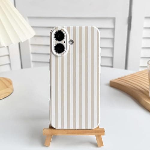 Lovmooful for iPhone 16 Case Cute Color Striped Design-Apricot | Compatible for iPhone 16 Case,Aesthetics,for Girls Women,Soft TPU,Shockproof,More Protective,Girly thumbnail 2