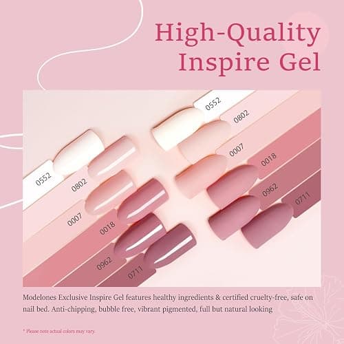 Modelones Gel Nail Polish 6 Colors Nude Pink Gel Polish Kit White Pastel Light Pink Nail Polish Gel Barely Pink Soak Off Gel Nail Popular Nail Art DIY Salon Home Manicure Gifts thumbnail 2