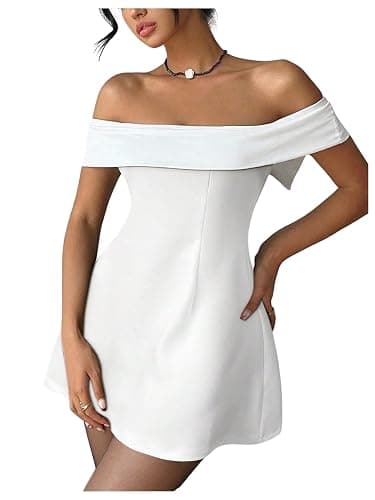 SOLY HUX Women's Off The Shoulder Bowknot Dress A Line Cocktail Graduation Mini Dresses thumbnail 2