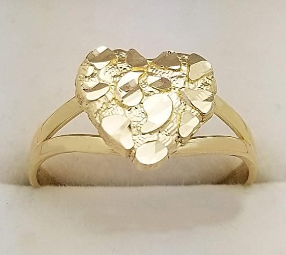 10k Gold Solid Nugget Ring Gold Heart Ring thumbnail 3