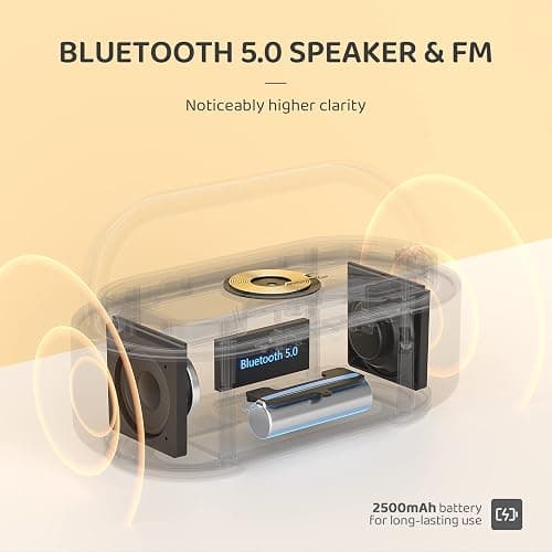 COLSUR Bluetooth Speaker Alarm Clock with Wireless Charger, FM Radio, Adjustable LED Night Light, 6 in 1 Bedroom Portable Speaker 2500mAh, Phone Stand for Bedside, Home, Office, Gift thumbnail 5