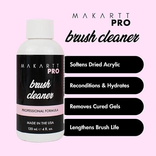 MakarttPro Professional Nail Brush Cleaner & Conditioner, Acrylic Nail Prep & Sanitation Solution for Kolinsky & Acrylic Nail Brushes, Prevents Hardening, Extends Brush Life, Made in USA, 4oz / 118ml thumbnail 3