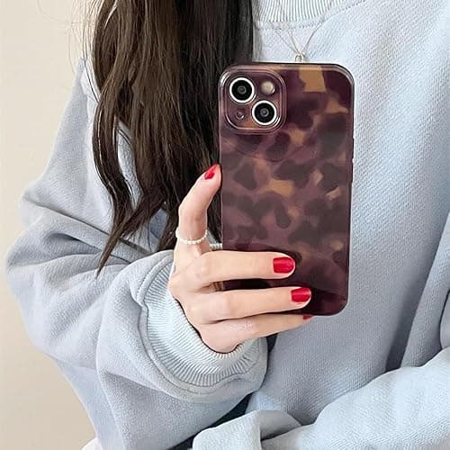 XQAGU Cute Phone Case for iPhone 15 Case Amber Leopard Full Camera Protective Slim Shockproof Aesthetic-Brown Amber thumbnail 7