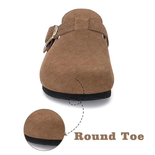 Kids Suede Clogs Boys Girls Cork Footbed Potato Shoes Classic Slip On Leather Mules Children Indoor Outdoor Sandals with Adjustable Buckle thumbnail 3