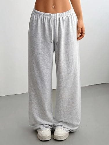 Women's Baggy Sweatpants with Pockets Wide Leg High Waisted Casual Sweat Pants Lounge Drawstring Joggers Gym Workout Pants thumbnail 6