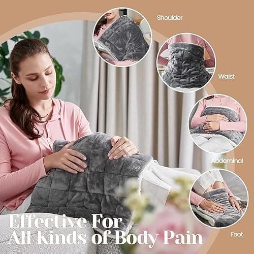 JAQUETEA Weighted Heating Pad for Period Cramps and Back Pain, XL Heating pad 17"x33",Electric Heating Pad for Shoulder, 4.9LB Heated pad with 4 Heating Levels, Dorm Room Essentials,Machine Washable thumbnail 2