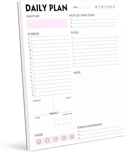 Daily Planner Notepad - Tear-Off Daily Planning Pad, Organizer with To Do Lists, Schedule, Appointment, Productivity Tracker, 50 Undated Sheets, 8.5 x 11 in - Image 1