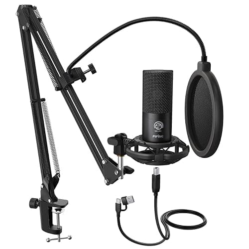 FIFINE Studio Condenser USB Microphone Computer PC Microphone Kit with Adjustable Boom Arm Stand Shock Mount for Instruments Voice Overs Recording Podcasting YouTube Vocal Gaming Streaming-T669 - Image 1