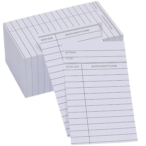 100 Count Library Cards, Checkout Catalog Book Card,Library Checkout Index Cards, Due Date NoteCards for Record Keeping - 3 x 5 inch - Image 1