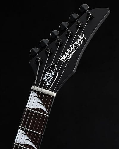 WestCreek Guitars HIGH VOLTAGE（HV）Heavy Metal Solid Body Electric Guitar | Mahogany Body, Maple Neck, Rosewood Fretboard, Rounded End Frets, Bone Nut, 22 Frets (Black) thumbnail 7