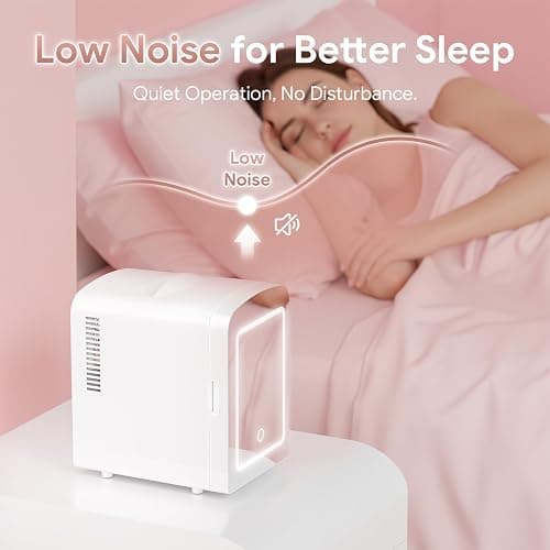 Xbeauty 4L Mini Skincare Fridge With Dimmable LED Mirror | Mini Makeup Fridge for SkinCare, Cosmetics, Food & Drinks, Portable Small Refrigerator for Bedroom, Dorm, Car, Office, White thumbnail 7