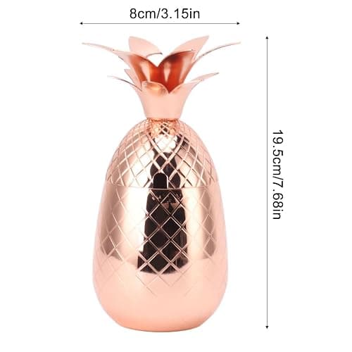 Kukyller Stainless Steel Cocktail Mixing Glass, Stainless Steel Pineapple Cocktail Mixer Drinking Shaker Accessories Pineapple Shape Cocktail Cup for Bartender, Home Bar Use 500ml (Rose Gold) thumbnail 3