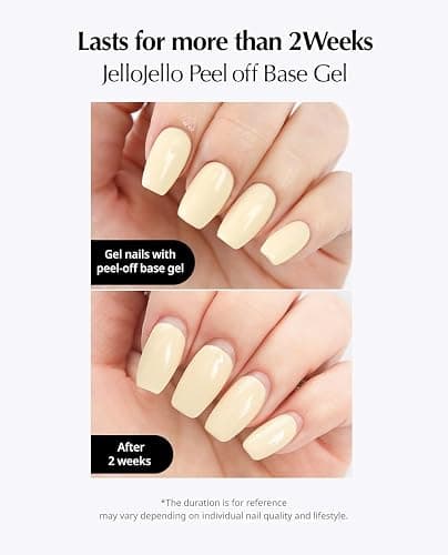 JelloJello Peel-Off Base coat Gel (10ml) + OneKillGelRemover (30ml) Set Peelable Nail Base, Easy Removal, Self Nail, UV/LED Cure thumbnail 4