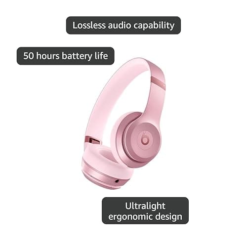 Beats Solo 4 - Wireless On-Ear Bluetooth Headphones, Up to 50-Hour Battery Life, Ultra-Lightweight Comfort, Powerful and Balanced Sound, Apple & Android Compatible - Amazon Exclusive Metallic Pink thumbnail 4