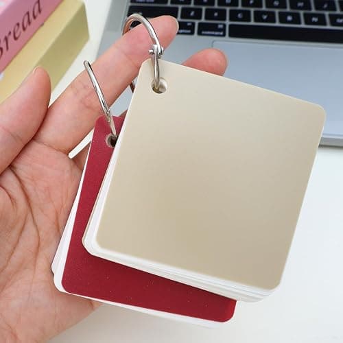 2 Pack/160 Pieces Blank Index Cards with Ring, Blank Flash Card 2.8x2.8" Note Cardstock for Memory Learning Studying Office (Beige) thumbnail 8