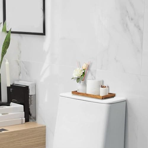 ALELION 11.7" Bathroom Vanity Tray for Counter - Acacia Wood Decorative Tray for Toilet Tank Makeup Perfume Jewelry Catchall Coffee Table - Wooden Kitchen Countertop Organizer for Soap Dispenser thumbnail 2