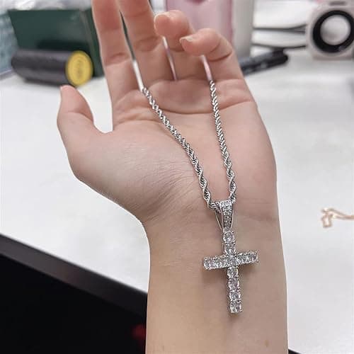 KONFEN Kette Herren Damen mit Anhänger, Schädel Kreuz Halskette Wikinger Ketten aus Edelstahl mit Zirkonia, Horus Auge Kreuz Kreuzanhänger, Kettenanhänger Edelstahlkette Kruzifix Necklace Men thumbnail 2