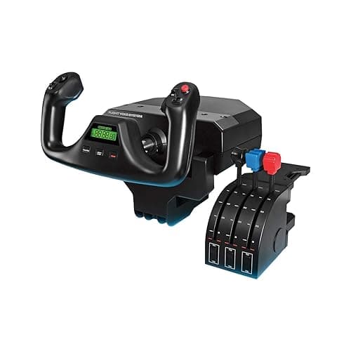 Logitech G PRO Flight Yoke System, Professional Simulation Yoke and Throttle Quadrant, 3 Modes, 75 Programmable Controls, Configurable Knobs, Steel Shaft, USB, PC - Black - Image 1