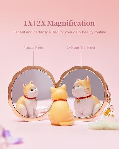 Imperblooms Twelve Flower Goddesses Compact Mirror, Mini Makeup Mirror with Small 2X Magnifying, Portable Double Sided Pocket Mirror for Purse, Pink Gifts for Women Girls thumbnail 6