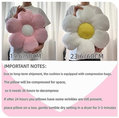 Vdoioe Pink Flower Pillow，19.6In Floor Pillow Cushion Flower Shaped Throw Pillow Cute Flower Seating Cushion Home Decorative Pillows for Sofa Couch Bed thumbnail 4