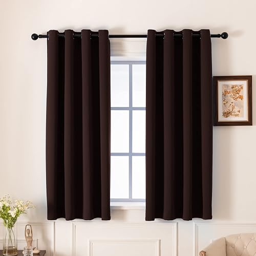 Pickluc Blackout Curtains 63 Inches Long 2 Panels, Light Blocking Drapes for Bedroom, Thermal Insulated, Noise Reduction, Privacy Protection, Chocolate Brown, 52" Wide x 63" Length - Image 1