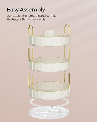 SONGMICS Makeup Organizer, 3-Tier Round Rotating Skincare Organizer Countertop, Customizable, Toiletries Vanity Organizer, Lazy Susan, Christmas Gift, Cloud White UJKA011W01 thumbnail 7