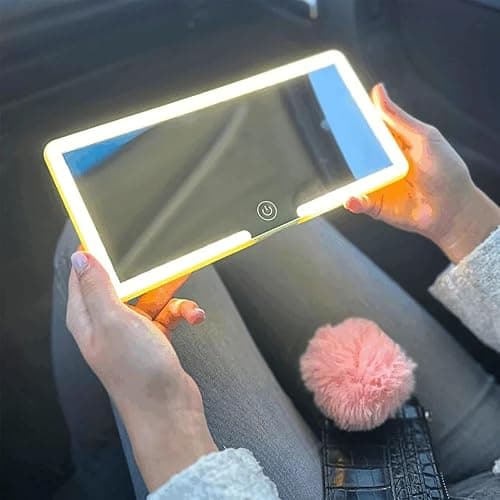 Car Vanity Mirror, Sun Visor Rechargeable LED Car Mirror, 3Modes & 60LEDs, Touch Control Dimmable, White thumbnail 2