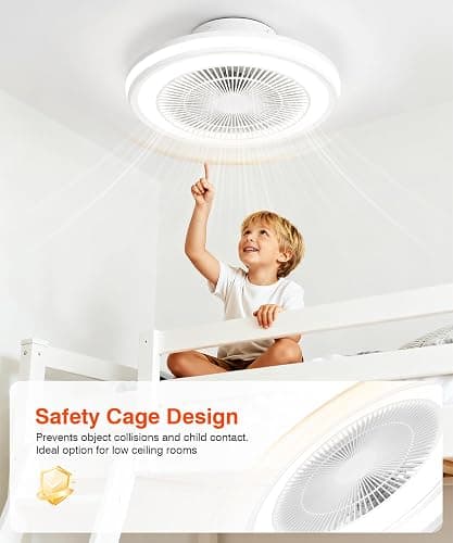 Smart RGB Ceiling Fans with Lights and Remote，20" Low Profile Ceiling Fan with Light ,6-Speed Wind & Dimmable LED,1000+RGB Ambient Light ,Flush Mount Ceiling Fan Compatible with Alexa and Google Home thumbnail 5