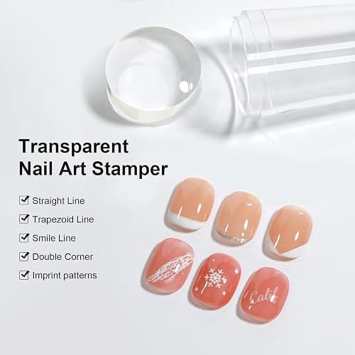 SAGEBIO Nail Art Stamper Clear Silicone Nails Stamping Jelly with Scraper Transparent Visible Body DIY Manicure Nail Art Tool For DIY Nail Decor French Nail Manicure thumbnail 2