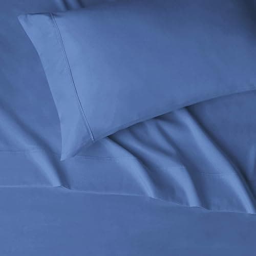 Amazon Basics Lightweight Ultra-Soft Breathable Brushed Microfiber 3-Piece Bed Sheet Set with 14-Inch Deep Pockets, Wrinkle Resistant, Twin XL, Dutch Blue, Solid thumbnail 3